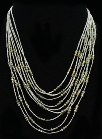 COLLAR CINTA CORDON+BEADS PLATA