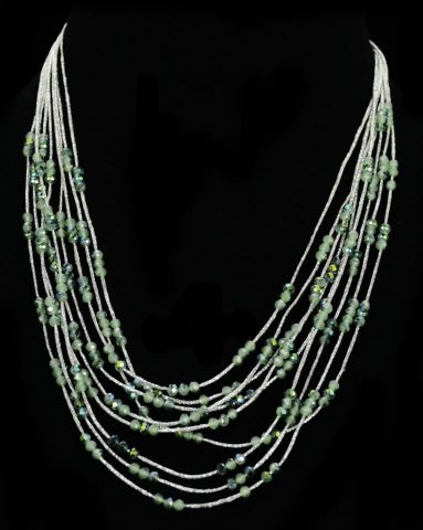COLLAR CINTA CORDON+BEADS VERDE
