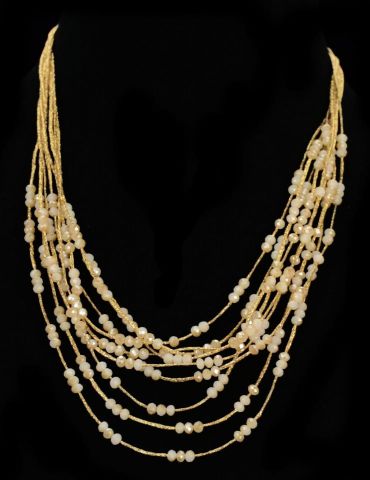 COLLAR CINTA CORDON+BEADS CRUDO