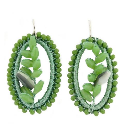 PENDIENTES RAMO OVAL TRENZ VERDE