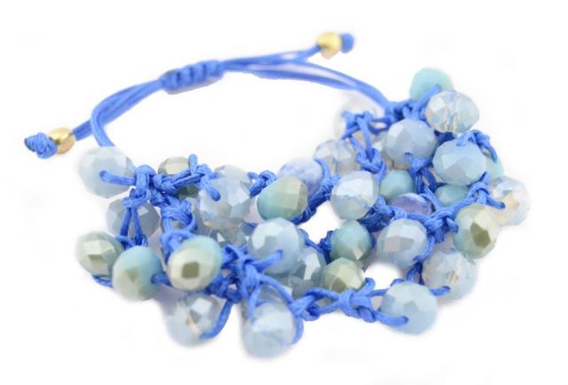 PULSERA 2 VUELTAS EN CORDON AZUL