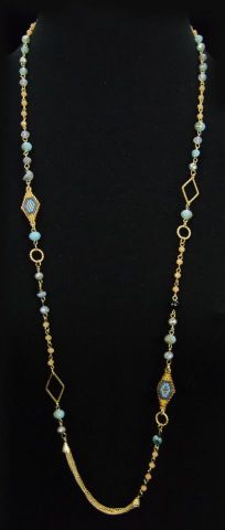 COLLAR LARGO ROMBOS BALI  AZUL
