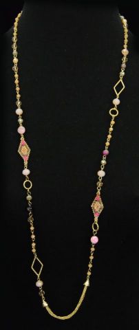 COLLAR LARGO ROMBOS BALI  ROSA