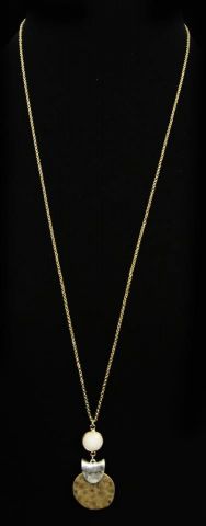 COLLAR LARGO METAL CIRCULO  DORADO