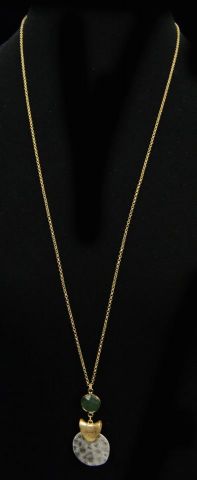 COLLAR LARGO METAL CIRCULO  PLATEADO