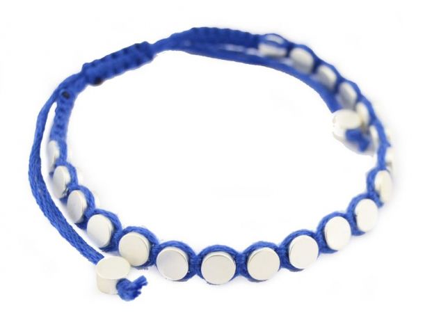 PULSERA HILO CHAPAS CIRCULO AZUL