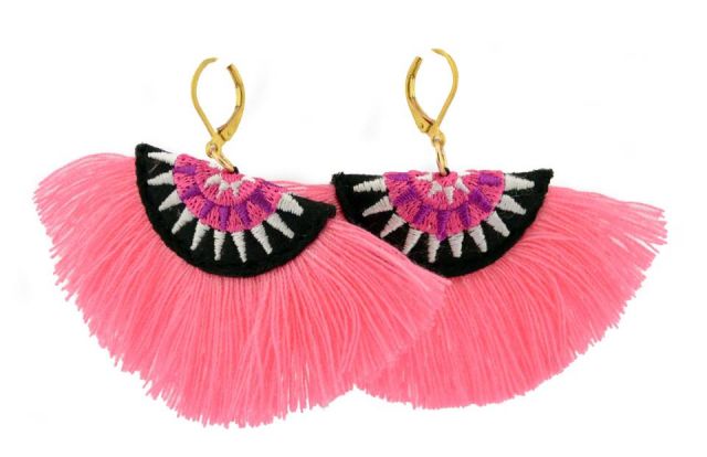 PENDIENTES ABANICO ROSA