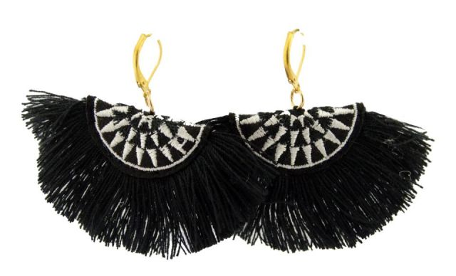 PENDIENTES ABANICO NEGRO