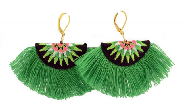 PENDIENTES ABANICO VERDE