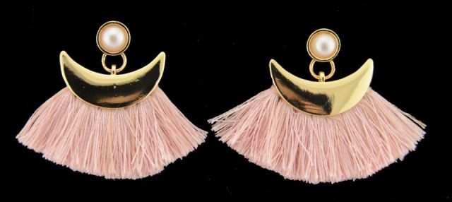 PENDIENTES FLECOS MEDIA LUNA ROSA