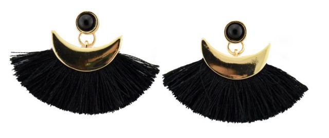 PENDIENTES FLECOS MEDIA LUNA NEGRO