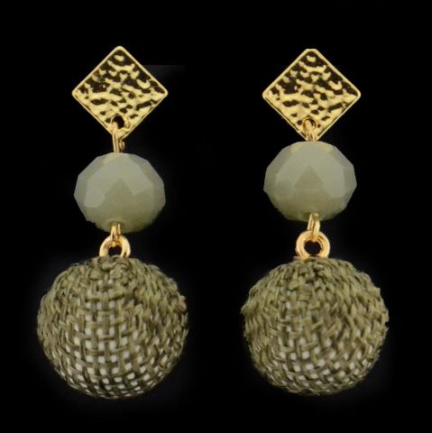 PENDIENTES BOLA FORRADA VERDE