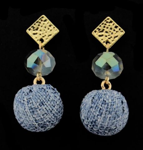 PENDIENTES BOLA FORRADA AZUL