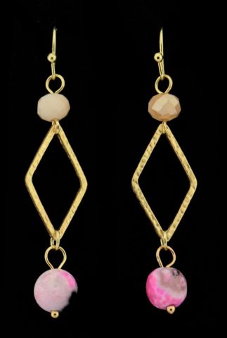 PENDIENTES ROMBO ROSA