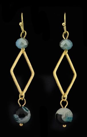 PENDIENTES ROMBO AZUL