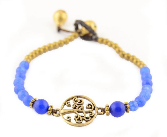PULSERA BOLAS Y ARBOL EN CIR AZUL