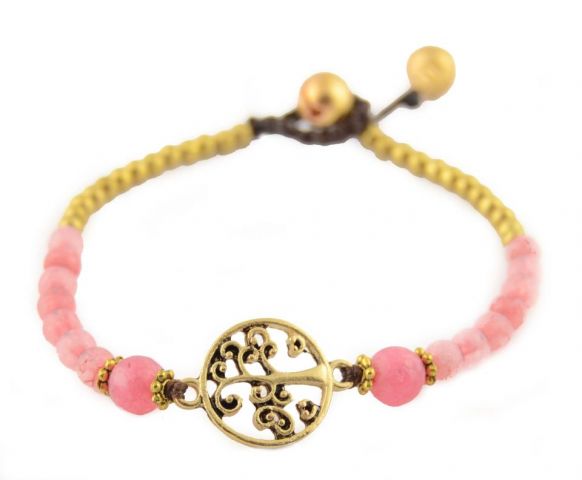 PULSERA BOLAS Y ARBOL EN CIR ROSA