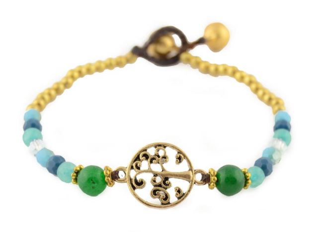 PULSERA BOLAS Y ARBOL EN CIR VERDE