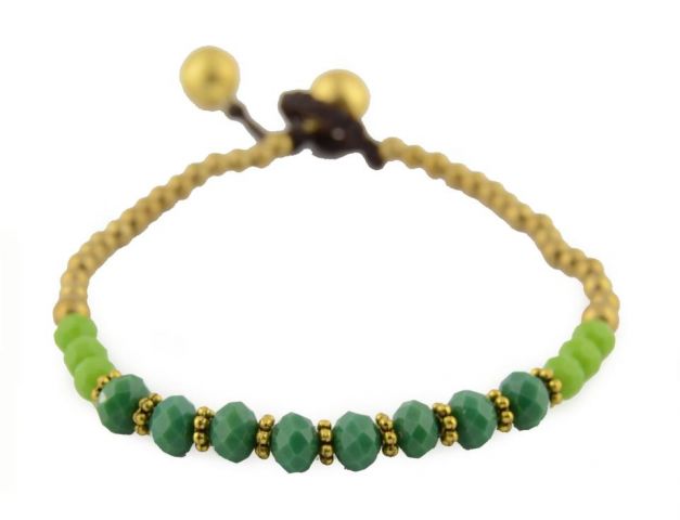 PULSERA BOLAS FACET. VERDE