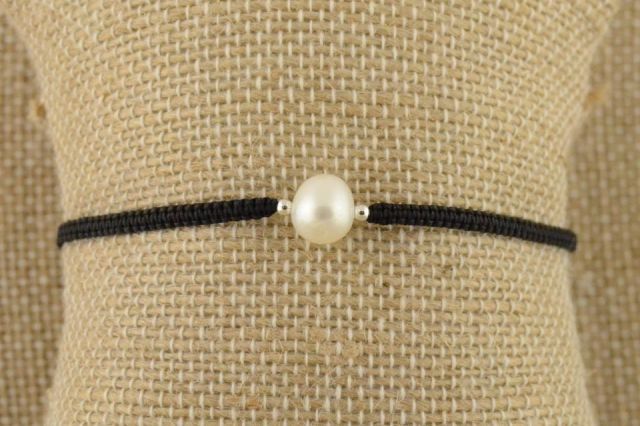 PULSERA HILO AG 1 PERLA NATU NEGRO