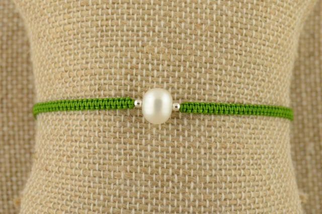 PULSERA HILO AG 1 PERLA NATU VERDE