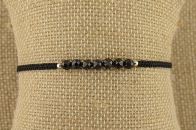 PULSERA AG HILO PIEDRAS NATU NEGRO