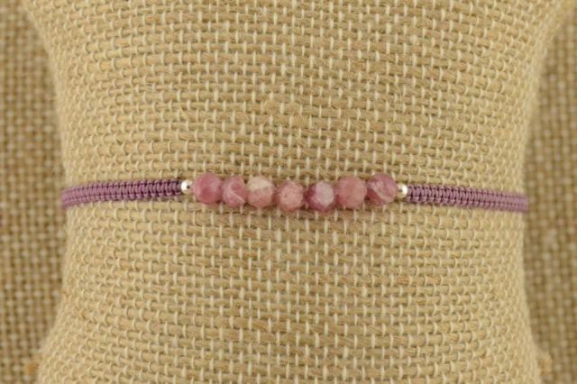 PULSERA AG HILO PIEDRAS NATU ROSA