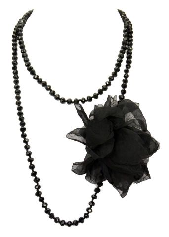 COLLAR LARGO 1 FLOR GRANDE NEGRO