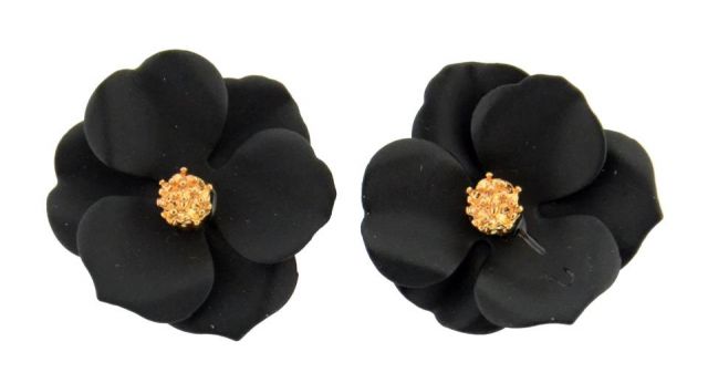PENDIENTES FLOR METAL MATE NEGRO