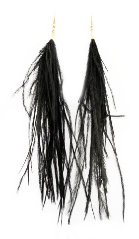 PENDIENTES PLUMA MAR NEGRO