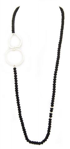 COLLAR LARGO 2 AROS METAL I PLATEADO