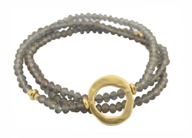 PULSERA 3 VUELTAS ARO HUECO DORADO