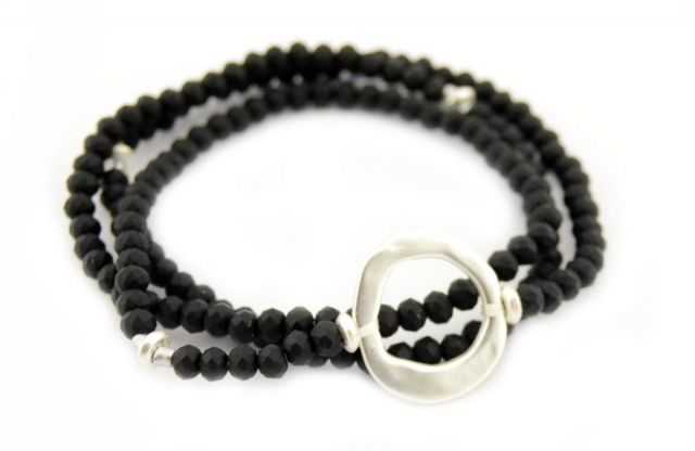 PULSERA 3 VUELTAS ARO HUECO PLATEADO