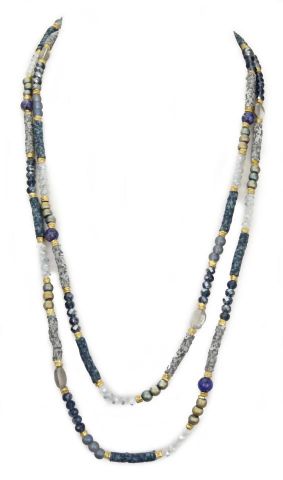 COLLAR 2 VUELTAS COMBIS MAT AZUL