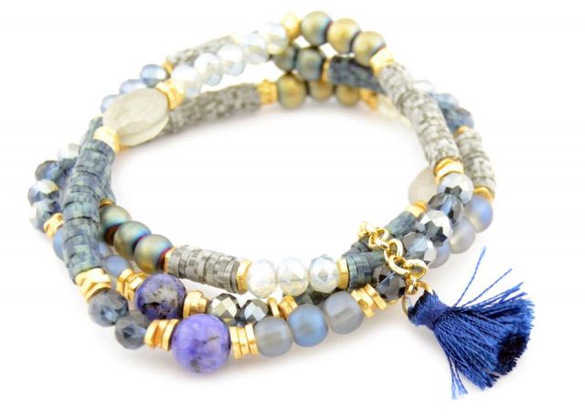 PULSERA 3 VUELTAS COMBI AZUL