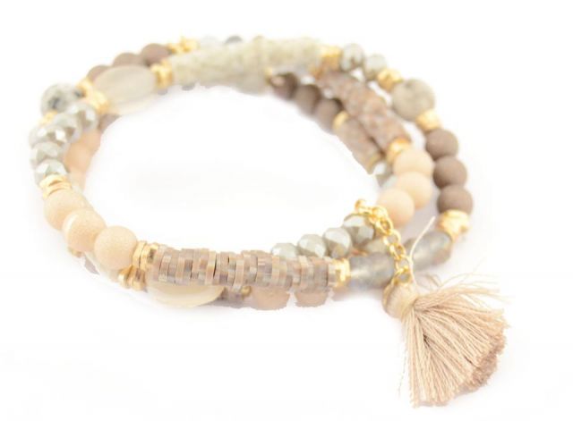 PULSERA 3 VUELTAS COMBI TIERRA