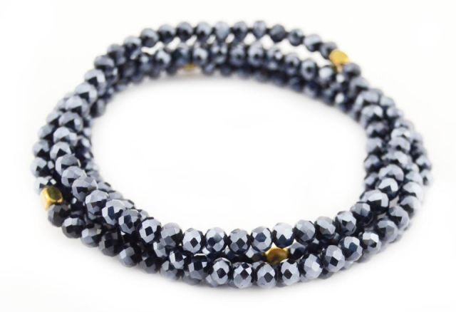 PULSERA CRISTAL BEADS ENVUEL NEGRO