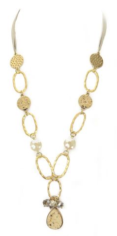 COLLAR AROS OVALES + PIEDRA NATURAL