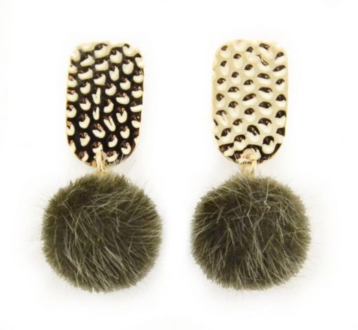PENDIENTES PELO BOLA + RECT. VERDE