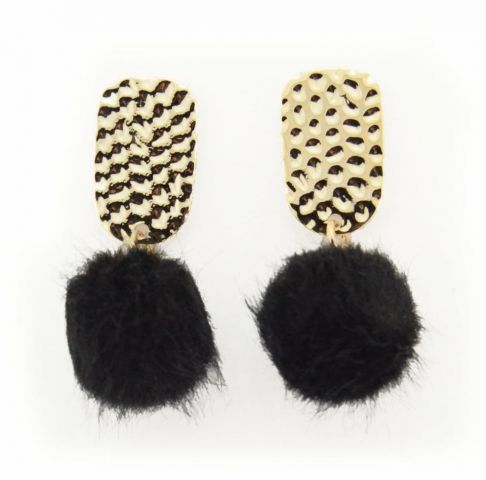 PENDIENTES PELO BOLA + RECT. NEGRO