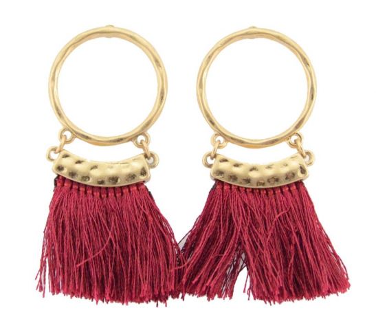 PENDIENTES HILO  GRANATE