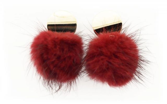 PENDIENTES POMPON + CIRC CHAPAD GRANATE