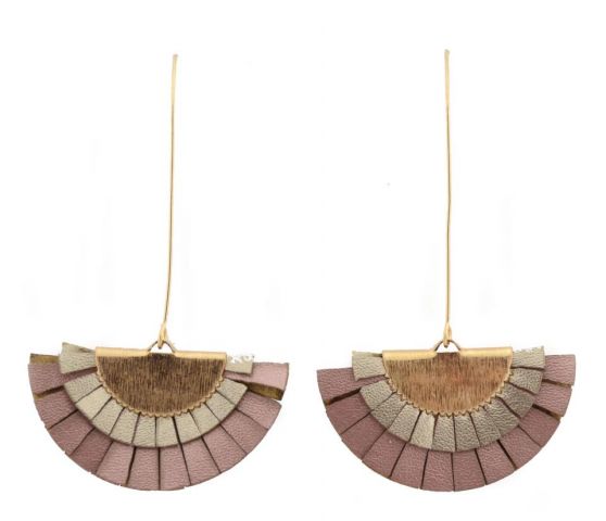 PENDIENTES ABANICO GANCHO LARGO ROSA