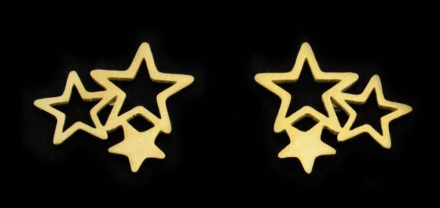 PENDIENTES 3 STARS  DORADO
