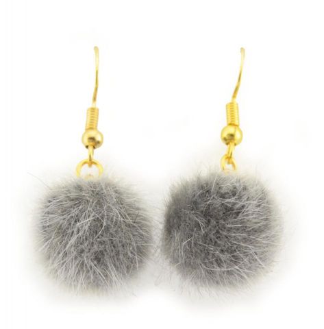 PENDIENTES BOLA PELO BASIC GRIS
