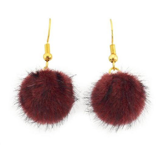 PENDIENTES BOLA PELO BASIC BURDEOS