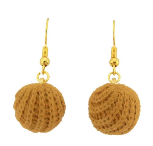 PENDIENTES BOLA PANA BASIC MOSTAZA