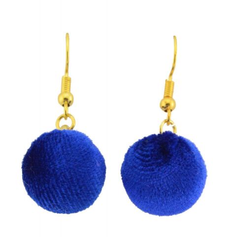 PENDIENTES BOLA VELVET BASICO AZUL