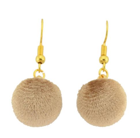 PENDIENTES BOLA VELVET BASICO CAMEL