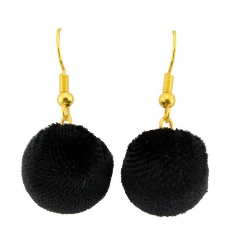 PENDIENTES BOLA VELVET BASICO NEGRO